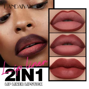 Handaiyan 2 in 1 waterproof matte lip liner and lipstick for long-lasting stunning makeup looks.