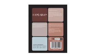 Back packaging detail of 12-color blush and contour palette showing ingredients and info.