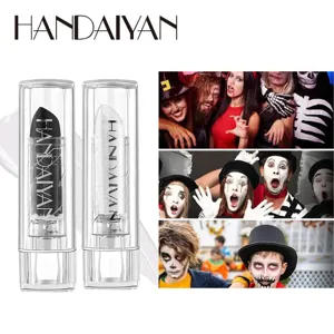 Halloween black and white lipstick set matte waterproof long lasting cosplay makeup.