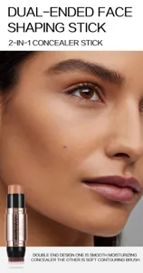 Stick per modellare il viso a doppia estremità 2 in 1 correttore con pennello contouring morbido.