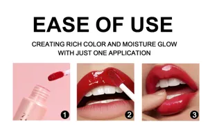 Lipgloss aanbrengen detailopname met rijke vochtglans en eenvoudige make-up toepassing.