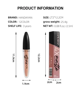 Rouges à lèvres liquide mat Handaiyan longue tenue étanche maquillage cosmétique 2,5 ml.