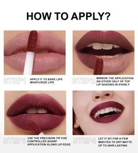 Image de détail du tutoriel d'application étape par étape pour rouge à lèvres mat.
