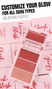 Handaiyan 3in1 Puder Rouge Palette mit Spiegel, bunter Highlighter und Contouring Make-up.