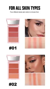 Dreifarbiges Rouge- und Highlighter-Paletten-Set, feines Puder, für perfektes Gesichts-Make-up.