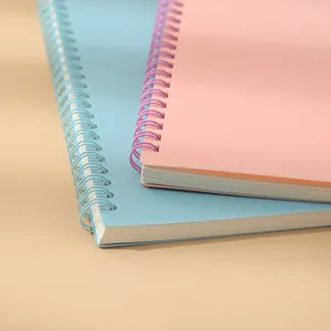 Cuaderno de espiral de plástico PP pastel lindo diario papelería escolar