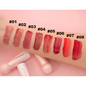 HANDAIYAN mirror gloss lip tint set, 8 levendige kleuren armswatches, langdurige hydratatie.