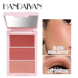 3-in-1 Gesichts-Rouge-Palette Puder Creme Kontur Highlighter Trio Mehrzweck Make-up Palette Damen Kosmetik