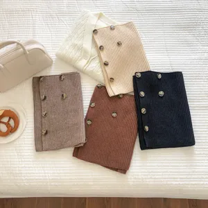 Solid color knitted button neck warmer winter warm scarf fashion casual stylish accessory