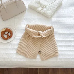 Knitted neck warmer winter scarf versatile button solid color cozy apparel fashion accessory