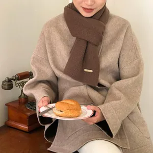 Einfarbiger 100% Reiner Wollschal Für Damen Herren Japanischer Stil Warmer Dicker Strick Lange Winterschal Maillard Farbe Mode Halstuch