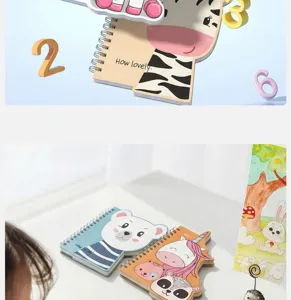 Cuaderno de espiral con forma de animal de dibujos animados estudiante regalo bloque