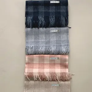 Neuer Winter 100% Wolle kariert Retro Schal für Damen, warmer Fransen Damenschal.