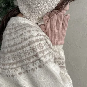 Winter Touchscreen Strickhandschuhe für Damen und Herren, kuschelwarme Handschuhe Detailansicht.