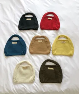 Einfarbige gestrickte Handtasche stylische lässige tragbare Damentasche für den Alltag
