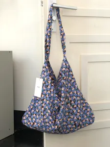 Blumige Cord Schultertasche Shopper, grosse Kapazitat taegliche Studenten Bucher Tasche.