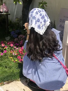 Blumen Dreieck Kopftuch Sommer Retro Baumwolle Haarband Spitzenbesatz stilvolle Damenmode