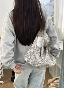 Blumen-Leinen-Umhängetasche für Damen, lässige koreanische Schultertasche mit Blumenmuster.