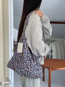 Blumen Leinwand Umhängetasche für Damen lässige Einkaufstasche große Kapazität Stofftasche