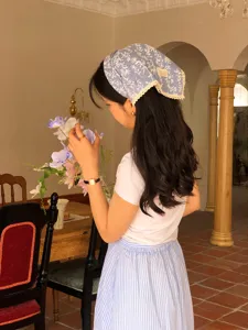 Foulard bandana floreale in cotone e lino vintage protezione solare capelli donna