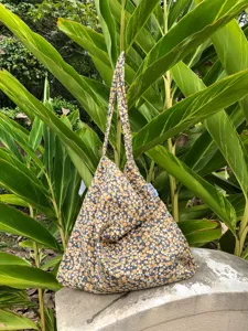 Japanischer Stil Blumen Canvas Schultertasche große Kapazität lässige Einkaufstasche.