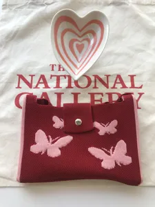 Borsa a tracolla in maglia stile coreano da donna con grazioso motivo a farfalla autunno.