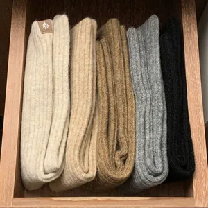 Gezellige effen geribbelde wol beenwarmers winter warme casual sokken set voor vrouwen