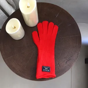 Damen rote gestreifte Touchscreen Handschuhe Winter warme Wolle Handschuhe kuschelig Accessoire
