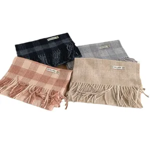 Damen klassischer Karo 100% Wolle Schal Winter warmer Vintage Tartan Mode Accessoire