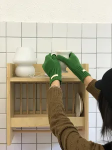 Guantes de punto cálidos de invierno de color verde sólido detalle, ropa cómoda diaria.