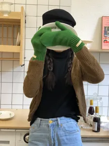 Mitones de punto de color sólido cálidos para mujeres invierno protección contra el frío lana