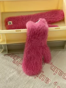 Winter warme plüsch rosa Fäustlinge für Damen, weiche pelzige Kaltwetter süße gemütliche Handschuhe.