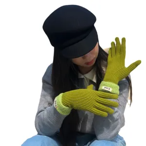Damen Herbst Winter Touchscreen Strick Handschuhe warme Lammwolle Fünffinger Handschuhe