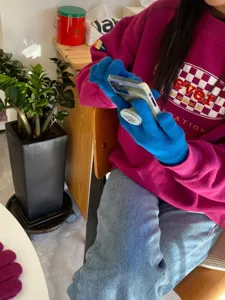 Guanti touchscreen in maglia invernali caldi a cinque dita guanti di lana blu carini