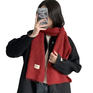 Gemütlicher einfarbiger Mohair Winterschal weicher warmer Strickschal für Damen elegant