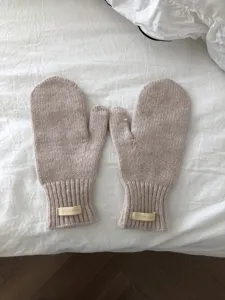 Mitones de punto de invierno lisos 100% lana guantes cálidos y gruesos para hombres y mujeres clima frío