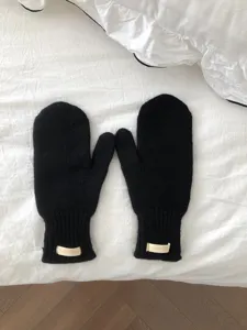 Guantes manoplas de punto 100% lana color sólido de invierno cálidos gruesos hombre mujer