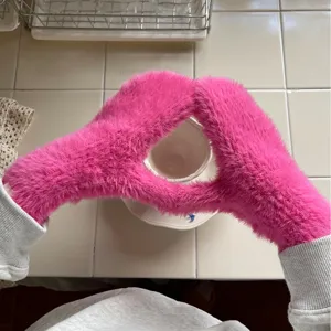 Süße Weiche Plüsch Fingerhandschuhe Für Damen Herren Winter Warm Kälteschutz Einfarbig Koreanischer Stil Thermo Fäustlinge