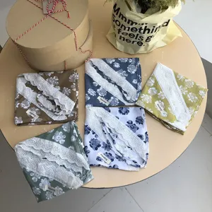 Sommer Blumen Print Dreieck Kopftuch Retro ländlicher Stil Baumwolle Haarband für Frauen