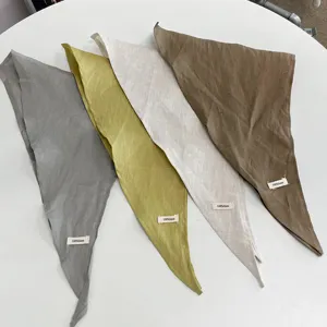 Foulard triangolare in lino 100%, copricapo quotidiano tinta unita per donne e ragazze