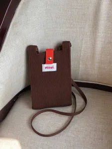 Bolso cruzado de punto liso minimalista de estilo coreano, mini monedero para mujer.