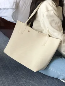 Sac cabas en tricot minimaliste pour femme, grand sac porté épaule uni et décontracté