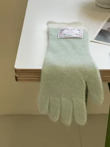 Gants d'hiver longs en tricot de laine vert menthe gants tactiles chauds pour femmes mode hiver