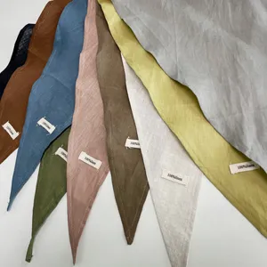 Sciarpa triangolare in 100% lino tinta unita fascia per capelli leggera traspirante