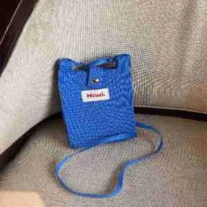 Bolso cruzado movil tejido azul mini bandolera casual bonita cartera mujer diario.