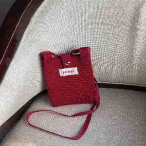 Mini bolso bandolera de punto para móvil, bolso pequeño informal liso para mujer y chica.