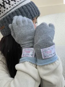 Gants d'hiver en tricot chaud pour femmes mitaines douces et épaisses écran tactile.
