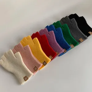 Damen Strick fingerlose Handschuhe einfarbig Winter warme halbe Finger Handschuhe Modisch.