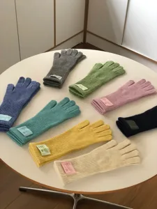 Gants tactiles en tricot de couleur unie plusieurs couleurs gants d'hiver chauds vue