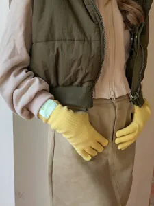 Femmes Hommes Automne Hiver Chaud Tricot Gants Tactiles Couleur Unie Laine Detail